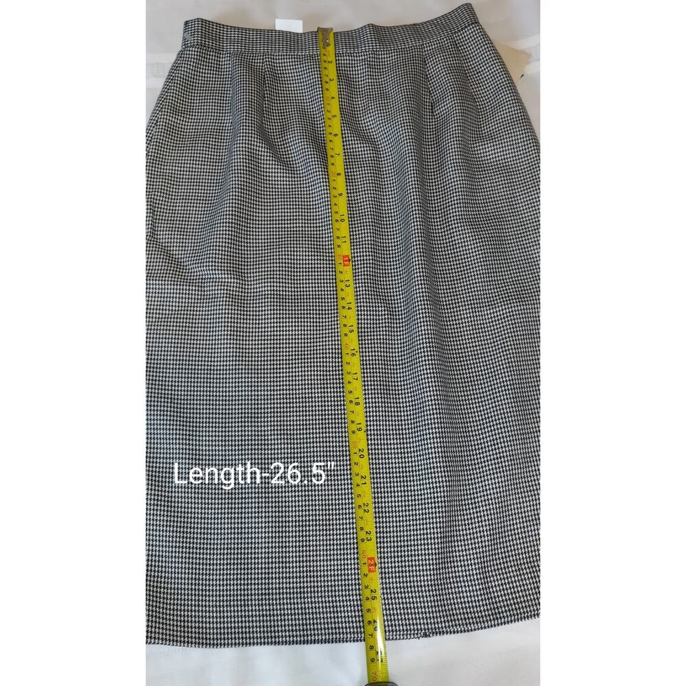 Leslie Fay Houndstooth Pencil Skirt 10 Black White Career Rainbow Brights NWT - Picture 14 of 16